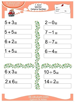 Çocuklar İçin toplam işlemi yaprak testleri 